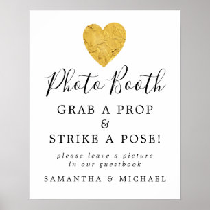 Poster Signe Mariage photo Gold Foil Heart