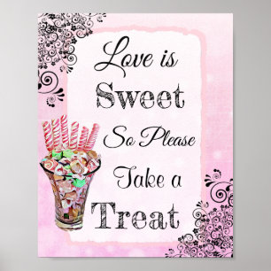Poster Signe mariage pour l'affiche de bonbons Buffet Ros