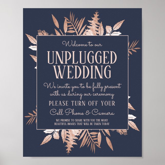 Poster SIGNE Mariage rose Gold Navy Blue Unplugged (Devant)