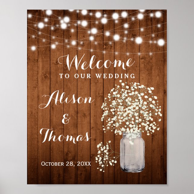 Poster SIGNE Mariage Rustique Bébé lumière du souffle (Devant)