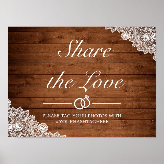 Poster SIGNE Mariage Rustique en bois et dentelle blanche (Devant)