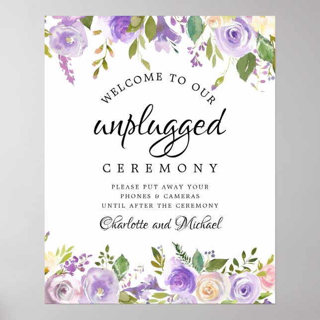 Poster SIGNE Mariage Rustique Violet sans bouchon (Devant)