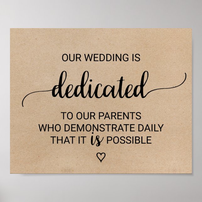 Poster SIGNE Mariage simple Faux Kraft (Devant)