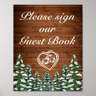 Poster SIGNE Mariage Snowy Wood & Forest Country Pine