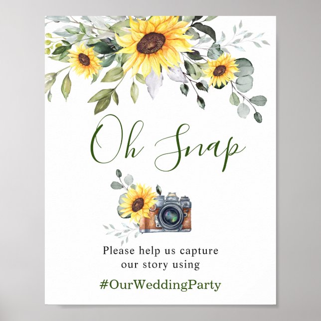 Poster Signe Mariage Sunflowers Eucalyptus Oh Snap (Devant)