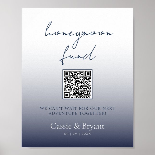 Poster SIGNE Mariage unique Chic Navy Blue Honeymoon Fund (Devant)