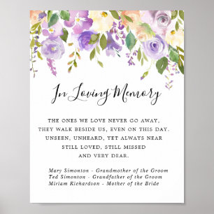 Poster SIGNE Mémorial Rustique Mariage Floral Violet