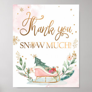 Poster SIGNE Merci Snow Beaucoup Sleigh Girl Anniversaire