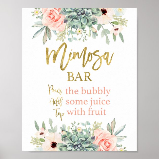 Poster Signe Mimosa, succulent signe floral (Devant)