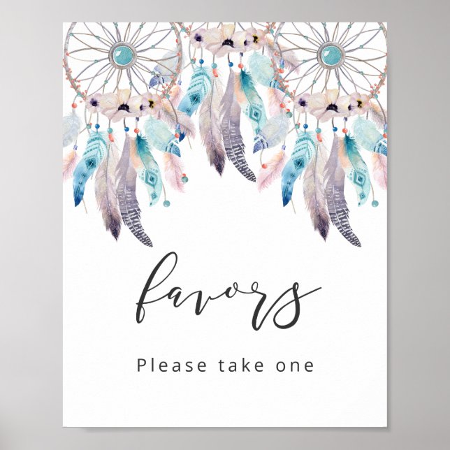Poster Signe minimaliste de Baby shower moderne Boho Fave (Devant)