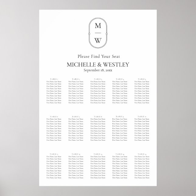 Poster Signe minimaliste du Mariage Monogramme (Devant)