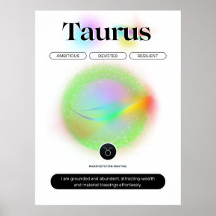 Poster Signe moderne Zodiac Taurus Citation Élément Terre