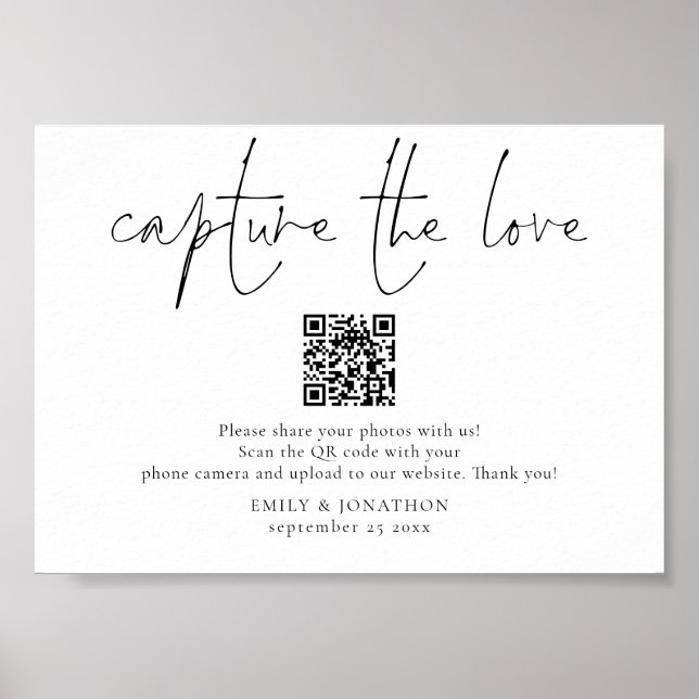 Poster Signe photo mariage QR Code Capture de l'amour (Devant)