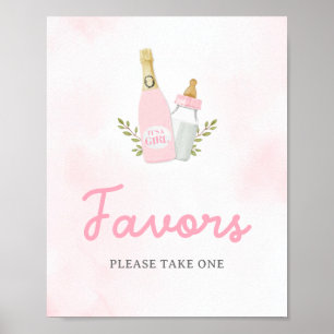 Poster Signe Poppin Bouteilles Fille Baby shower Faveurs