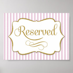 Poster Signe réservé Pink Gold Stripe