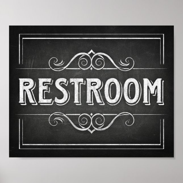 Poster Signe RESTROOM Style Chalk Imprimer (Devant)