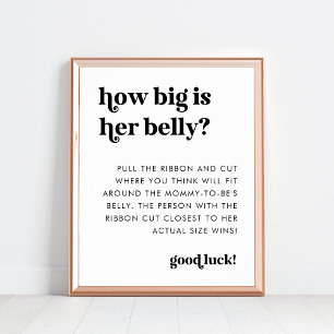Poster Signe Retro Script How Big Is Her Belly 8x10