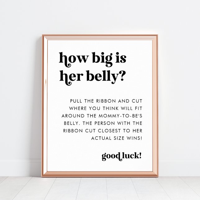 Poster Signe Retro Script How Big Is Her Belly 8x10 (Créateur téléchargé)