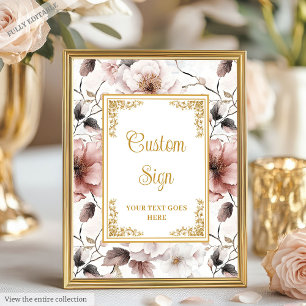 Poster Signe romantique boho rose roux or 8x10