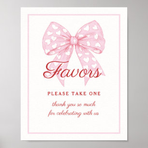Poster Signe rose Bow Baby shower amoureux Faveurs
