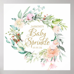 Poster Signe Rose or de bois Sprinkle Script bébé