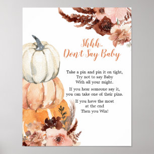 Poster Signe Rustique Boho Citrouille Ne pas dire Jeux po