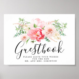 Poster Signe Rustique rose Floral Mariage