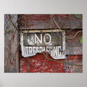 Poster Signe rustique sans intrusion dans la grange rouge