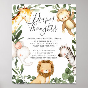 Poster Signe Safari Animaux Baby showers Pensées de couch