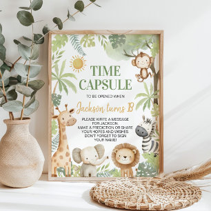 Poster Signe Safari Jungle Animaux Anniversaire Heure Cap