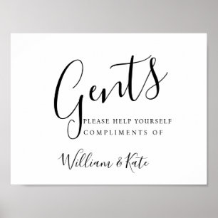 Poster Signe salle de bain Gents - articles de toilette m