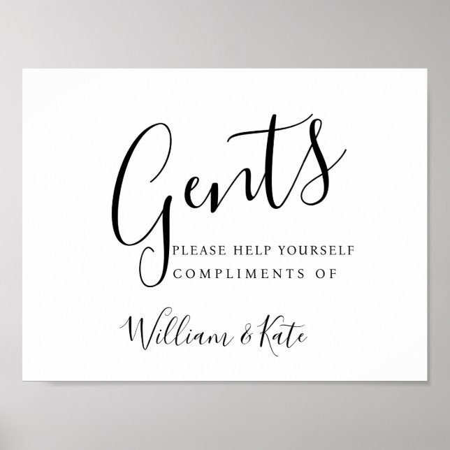 Poster Signe salle de bain Gents - articles de toilette m (Devant)