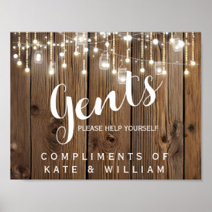 Poster Signe salle de bain Gents -produits de toilette lu