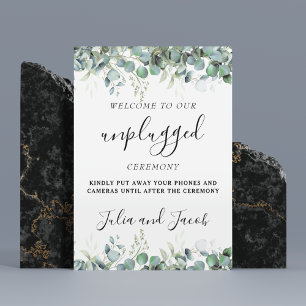 Poster Signe simple Eucalyptus vert Mariage débranché