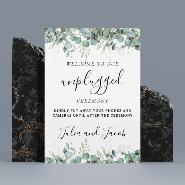 Poster Signe simple Eucalyptus vert Mariage débranché (Simple Eucalyptus Greenery Wedding Party Supplies)