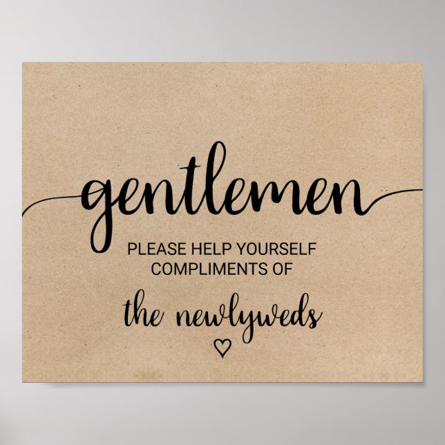 Poster Signe simple Faux Kraft Gentlemen Salle de bain (Devant)