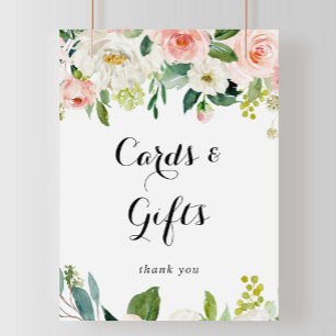 Poster Signe simple floral vert Feuilles et cadeaux