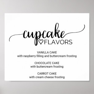 Poster Signe simple noir Calligraphie Cupcake Flavers