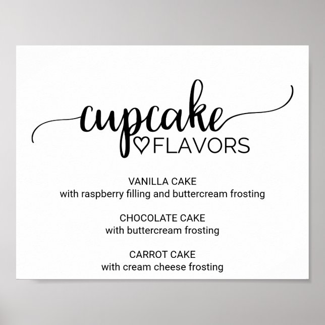 Poster Signe simple noir Calligraphie Cupcake Flavers (Devant)