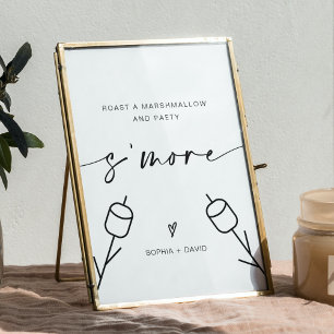 Poster Signe S'more Mariage Roast A Marshmallow et Parti