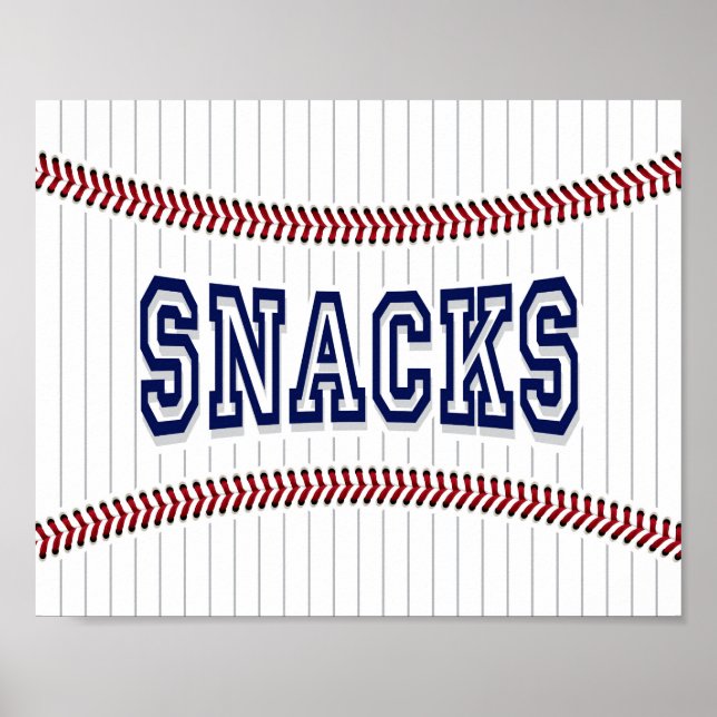 Poster Signe SNACK de la fête de baseball (Devant)