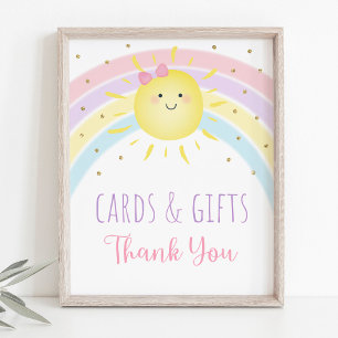 Poster Signe Sunshine Arc-en-ciel rose cartes et cadeaux
