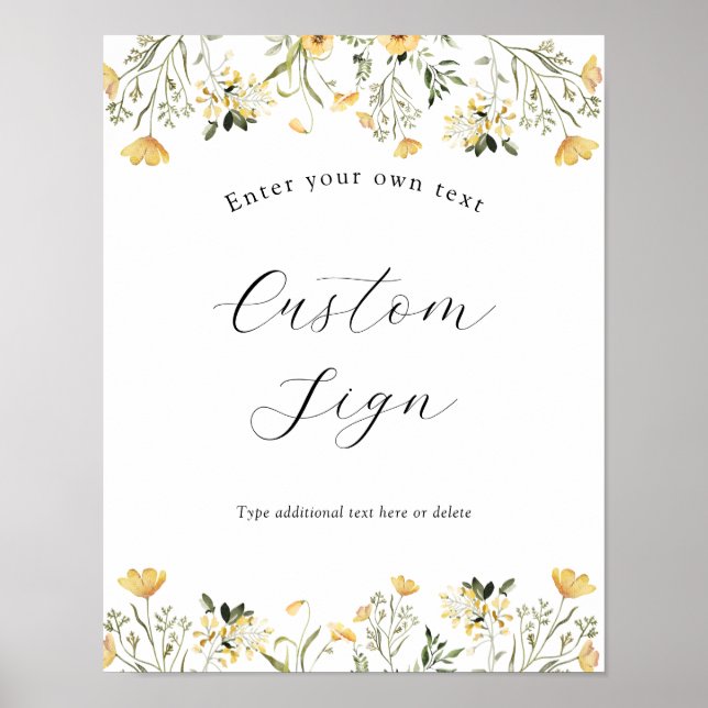 Poster Signe texte personnalisé Fleur sauvage jaune délic (Devant)
