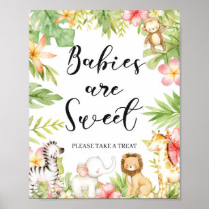 Poster Signe Tropical Jungle Animaux Bébés