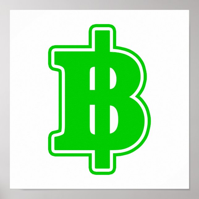 Poster SIGNE VERT BAHT ฿ devises thaïlandaises ฿ (Devant)