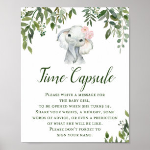 Poster Signe vert éléphant temps Capsule pour la petite f
