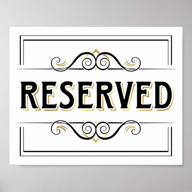 Poster Signe vintage Gold RÉSERVÉ Imprimer (Devant)