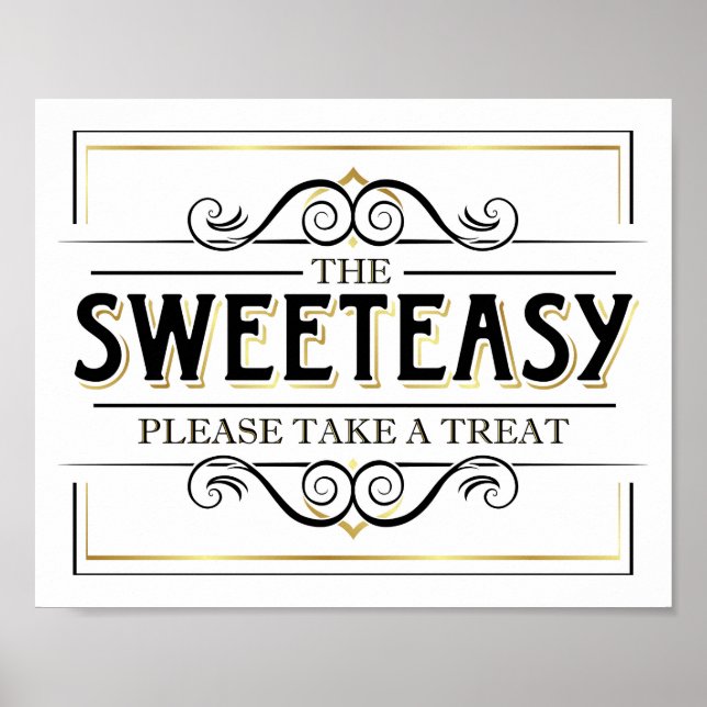 Poster SIGNE vintage Gold SWEETEASY Candy Party Imprimer (Devant)