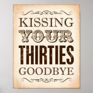 Poster SIGNE vintage IMPRIMER KISSING VOS TRENTE BIODBYE