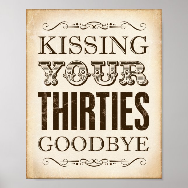 Poster SIGNE vintage IMPRIMER KISSING VOS TRENTE BIODBYE (Devant)